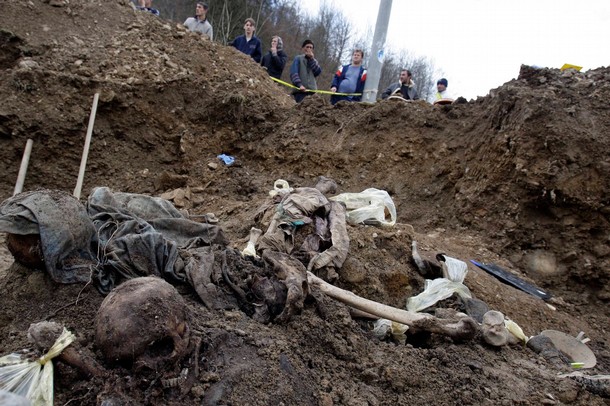 Cerska Massacre - remains of Bosniak civilians killed by Serbs in the Cerska massacre near Srebrenica in 1993